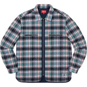 Supreme Quilted Plaid Zip Up Shirt Size Large